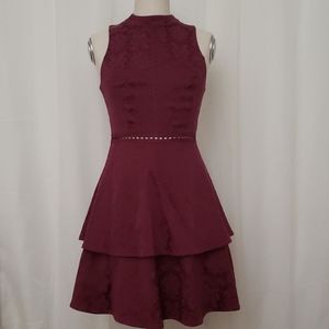 Xhilaration Burgundy Floral Pattern Dress, Small